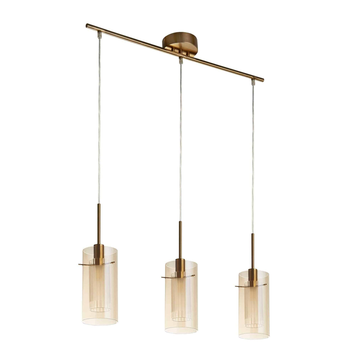 Duo III 3Lt Bar Pendant - Bronze Metal & Champagne Glass - Comet Lighting