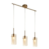 Duo III 3Lt Bar Pendant - Bronze Metal & Champagne Glass - Comet Lighting