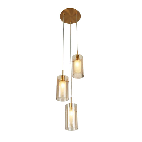 Duo III 3Lt Multi-Drop - Bronze Metal & Champagne Glass - Comet Lighting