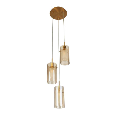 Duo III 3Lt Multi-Drop - Bronze Metal & Champagne Glass - Comet Lighting