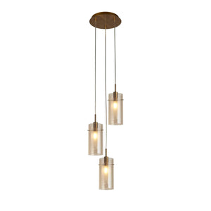 Duo III 3Lt Multi-Drop - Bronze Metal & Champagne Glass - Comet Lighting