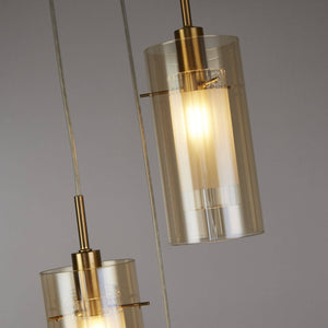 Duo III 3Lt Multi-Drop - Bronze Metal & Champagne Glass - Comet Lighting
