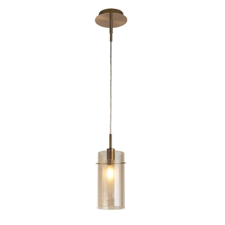 Duo III Pendant - Bronze Metal & Champagne Glass - Comet Lighting