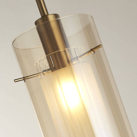 Duo III Pendant - Bronze Metal & Champagne Glass - Comet Lighting