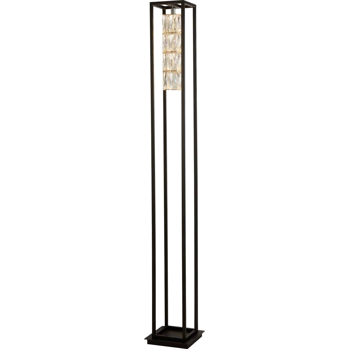 Elevator Floor Lamp - Matt Black Frame & Crystal Centre - Comet Lighting