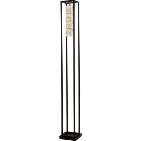 Elevator Floor Lamp - Matt Black Frame & Crystal Centre - Comet Lighting