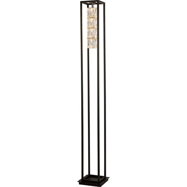 Elevator Floor Lamp - Matt Black Frame & Crystal Centre - Comet Lighting