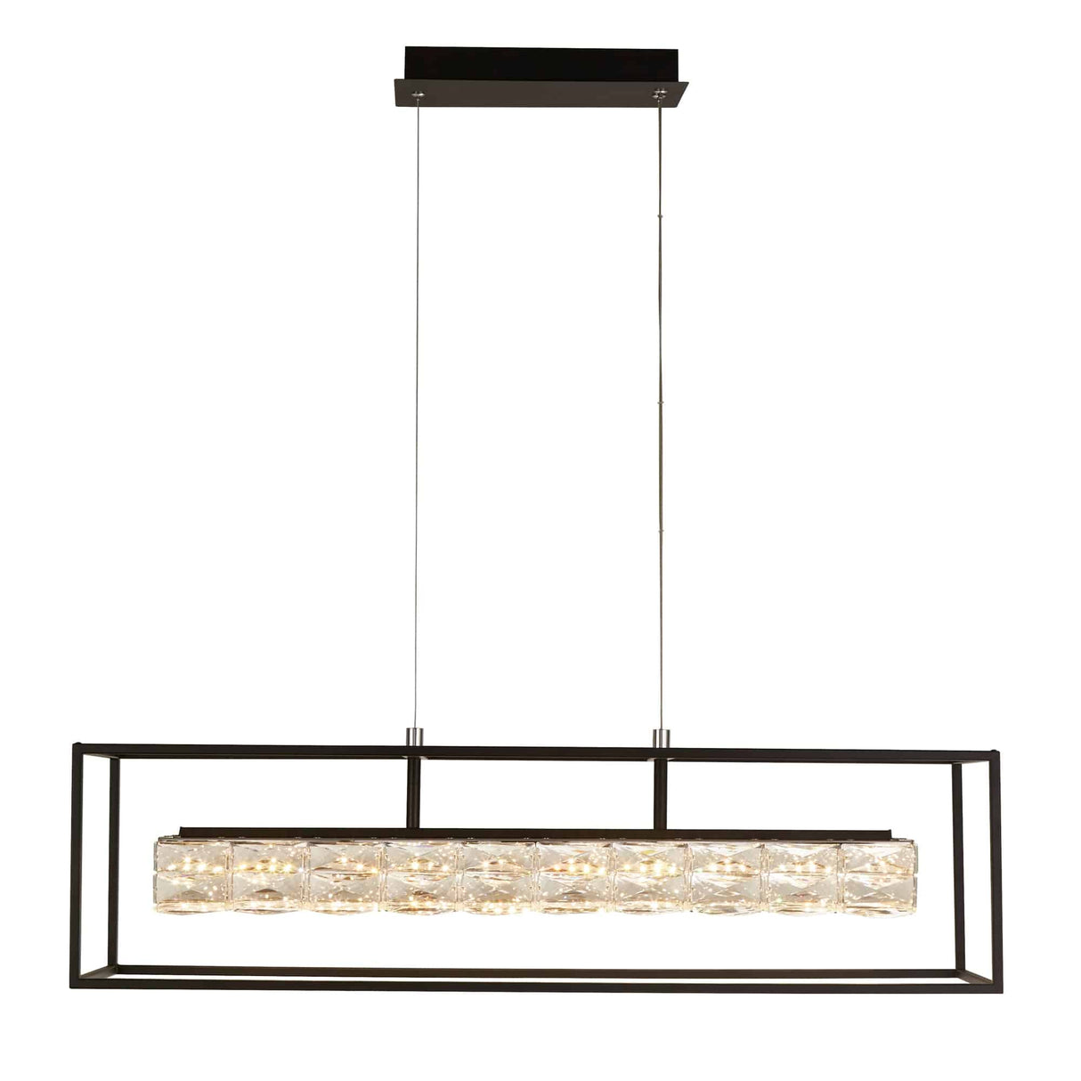 Elevator LED Pendant -  Matt Black Frame & Crystal Centre - Comet Lighting