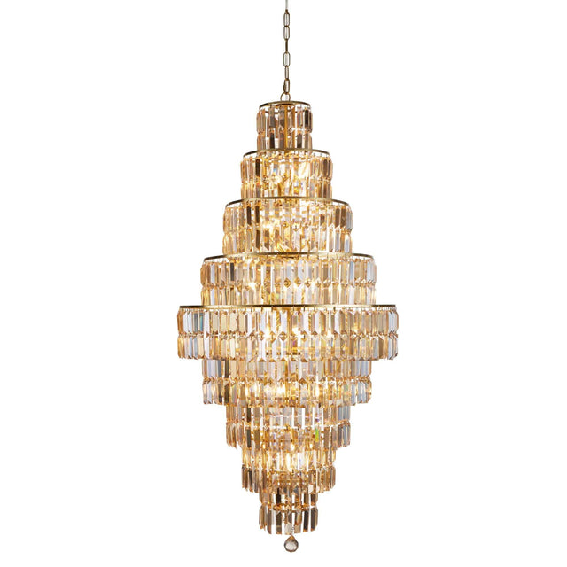 Empire 13Lt Chandelier - Satin Brass Metal & Champagne Glass - Comet Lighting