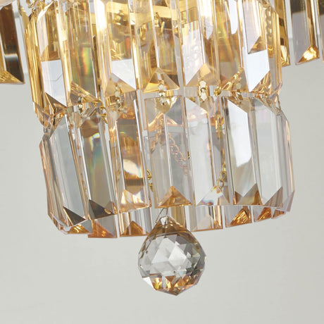 Empire 4Lt Flush - Satin Brass Metal & Champagne Crystal - Comet Lighting