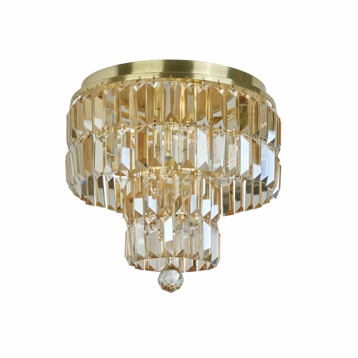 Empire 4Lt Flush - Satin Brass Metal & Champagne Crystal - Comet Lighting