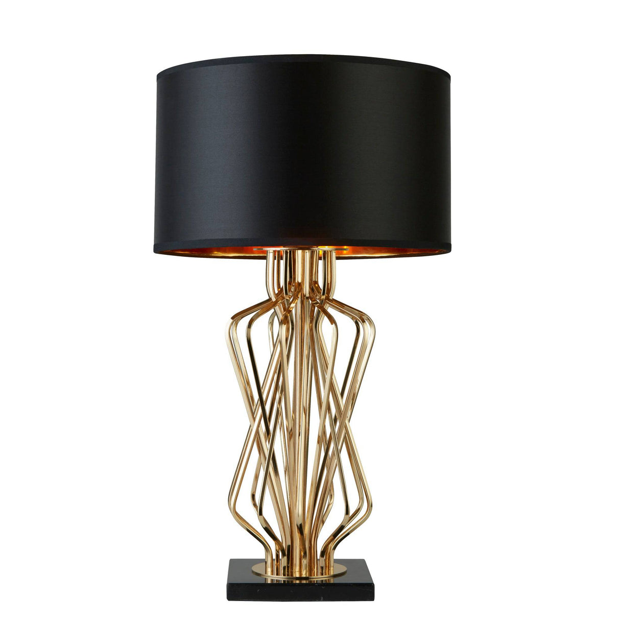 Ethan Table Lamp - Gold Metal, Black Marble & Black Fabric - Comet Lighting