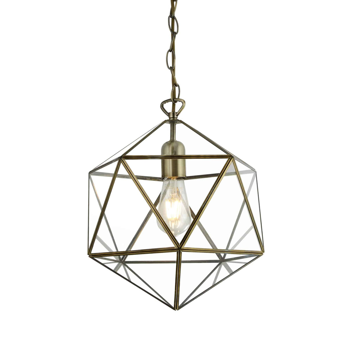 Fairfax Ceiling Pendant - Antique Brass & Glass - Comet Lighting