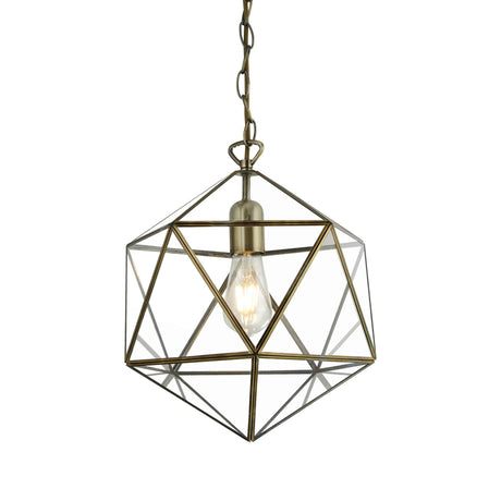 Fairfax Ceiling Pendant - Antique Brass & Glass - Comet Lighting