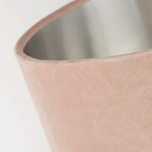 Finn USB Table Lamp - Satin Nickel Metal & Pink Velvet Shade - Comet Lighting