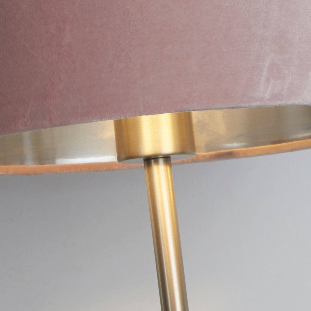 Finn USB Table Lamp - Satin Nickel Metal & Pink Velvet Shade - Comet Lighting