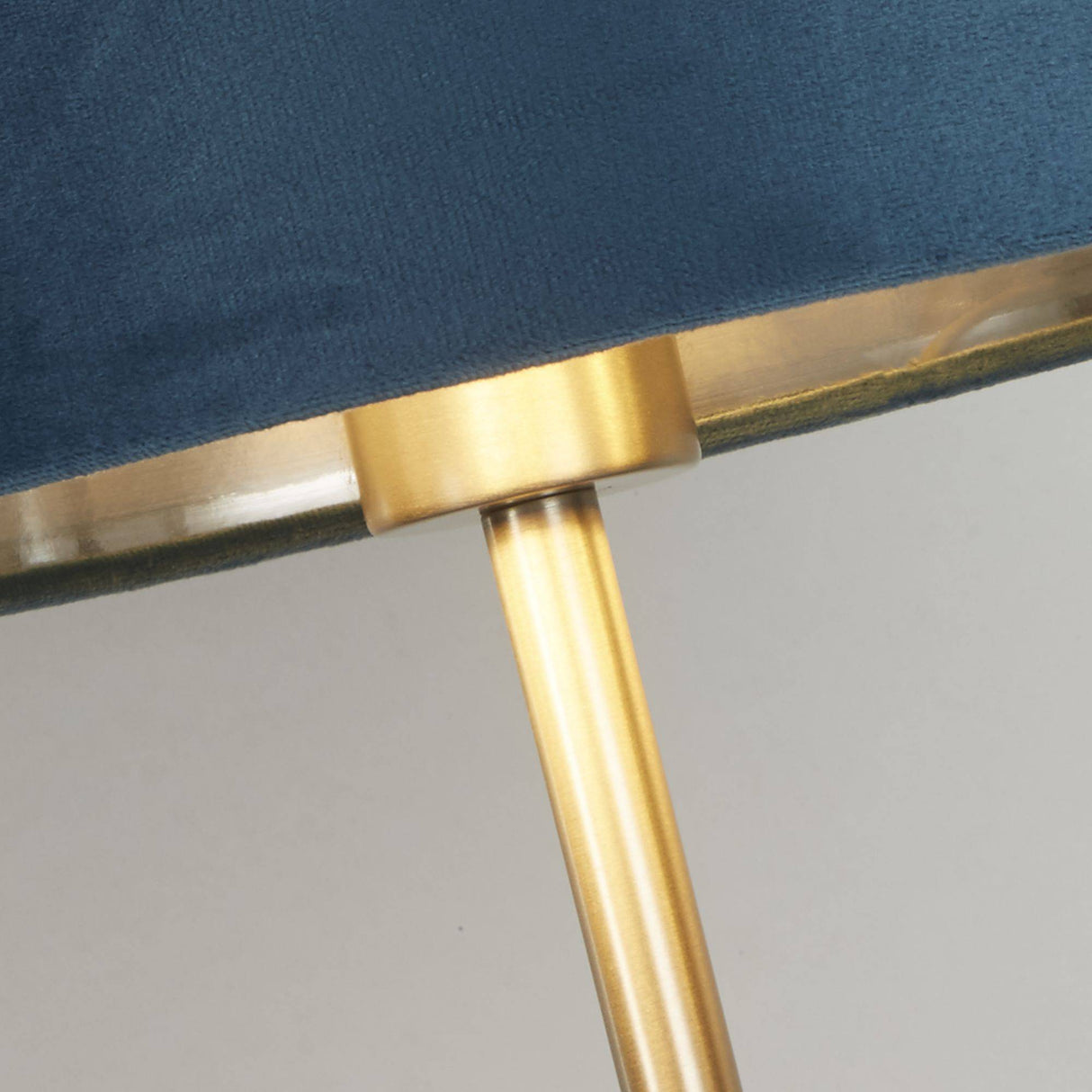 Finn USB Table Lamp - Satin Nickel Metal & Teal Velvet Shade - Comet Lighting