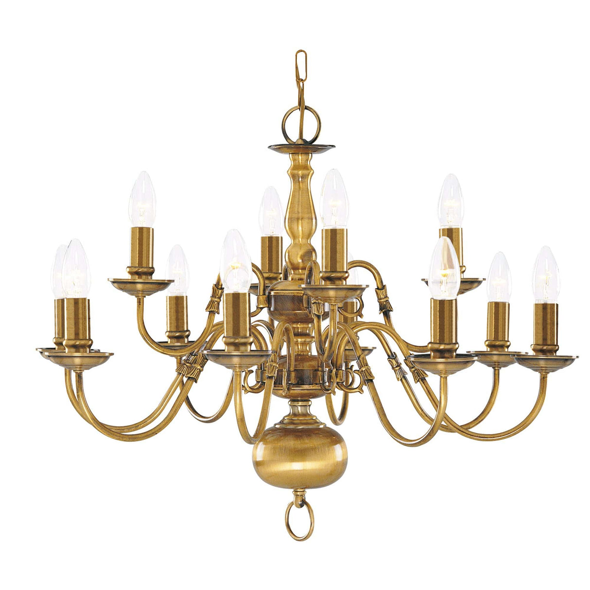 Flemish 12Lt Pendant - Solid Brass Metal - Comet Lighting