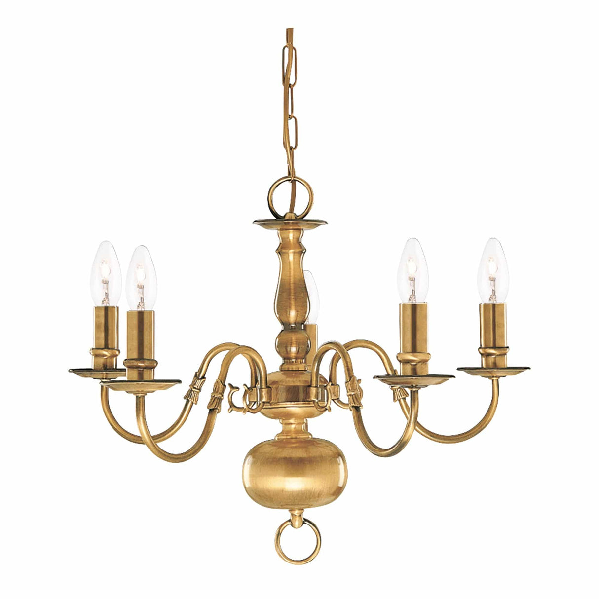 Flemish 5Lt Pendant - Solid Brass Metal - Comet Lighting