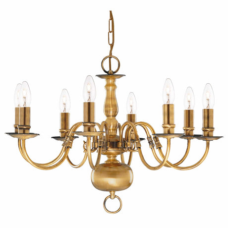 Flemish 8Lt Pendant - Solid Brass Metal - Comet Lighting