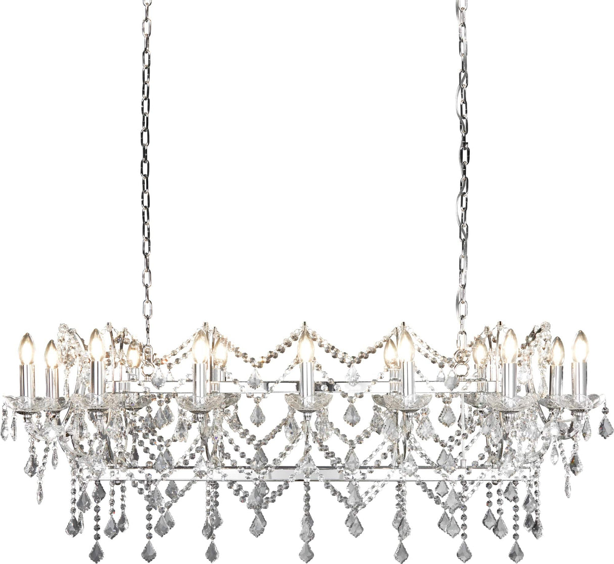 Florence 14Lt Bar Pendant - Chrome Metal & Clear Crystal - Comet Lighting