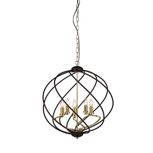Flow 5Lt Pendant - Black Metal & Bronze - Comet Lighting