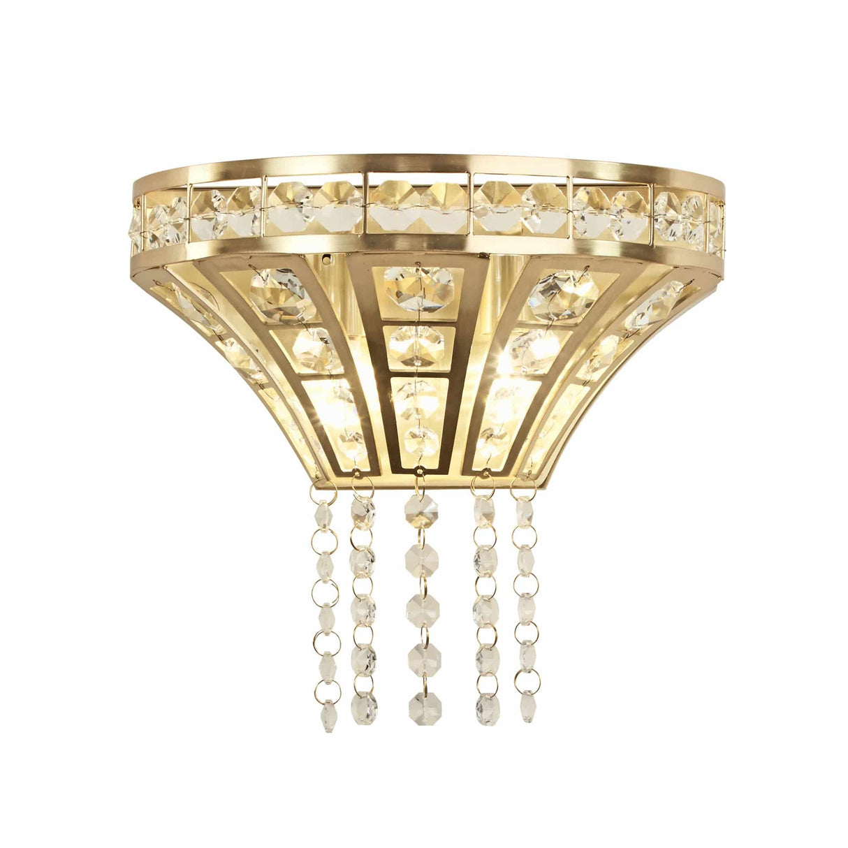 Gemma 2Lt Wall Light - Satin Brass & Clear Crystal - Comet Lighting