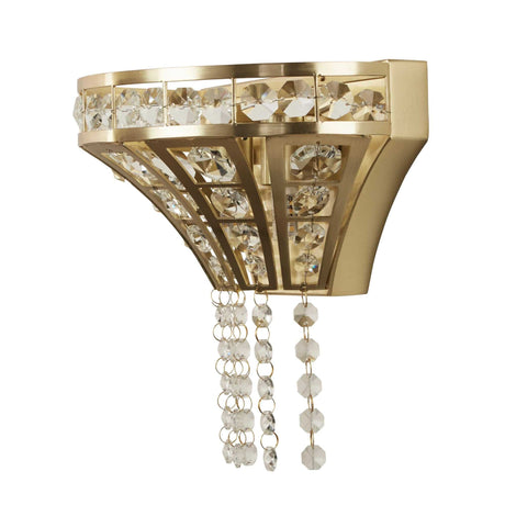 Gemma 2Lt Wall Light - Satin Brass & Clear Crystal - Comet Lighting