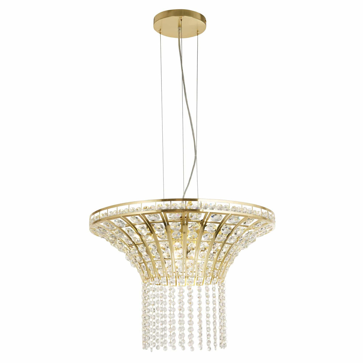 Gemma 8Lt Round Pendant - Satin Brass & Clear Crystal - Comet Lighting