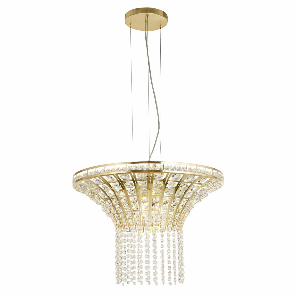 Gemma 8Lt Round Pendant - Satin Brass & Clear Crystal - Comet Lighting