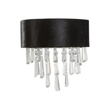 Glamour 2Lt Wall Light - Black Velvet & Clear Crystal - Comet Lighting