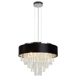 Glamour 5Lt Pendant/Semi-Flush- Black Velvet & Clear Crystal - Comet Lighting