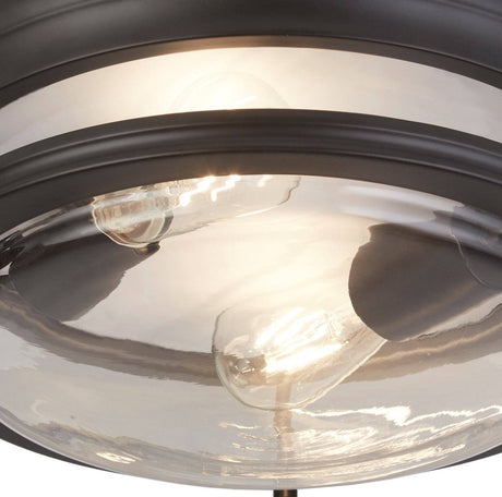 Glasgow 2Lt Flush - Black Metal & Clear Glass - Comet Lighting