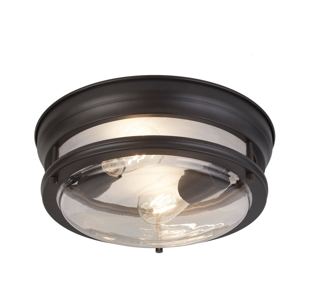 Glasgow 2Lt Flush - Black Metal & Clear Glass - Comet Lighting