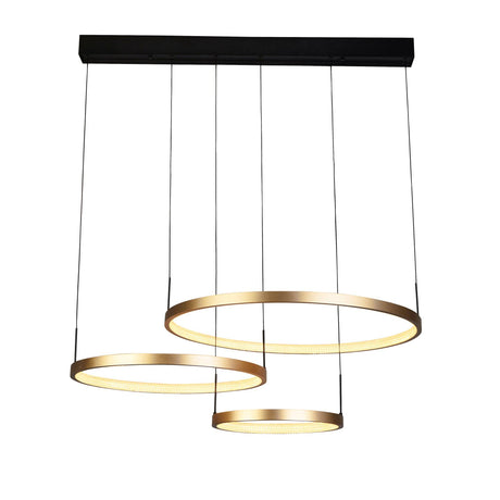 Grace 3 Ring Pendant - Black & Gold Metal - Comet Lighting