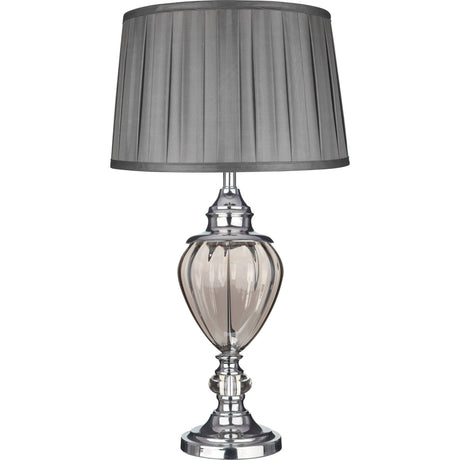 Greyson Table Lamp - Chrome, Smoked Glass & Pewter Shade - Comet Lighting