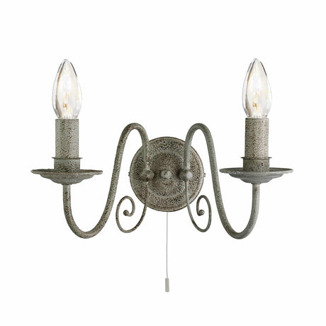 Greythorne 2Lt Wall Light - Textured Grey Metal - Comet Lighting