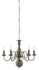 Greythorne 5Lt Pendant - Textured Grey Metal - Comet Lighting