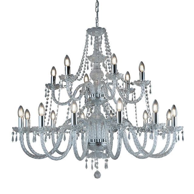 Hale 18Lt Pendant - Chrome Metal & Clear Crystal - Comet Lighting