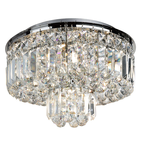 Hayley 5Lt Flush - Chrome, Crystal Coffin & Ball Drops - Comet Lighting