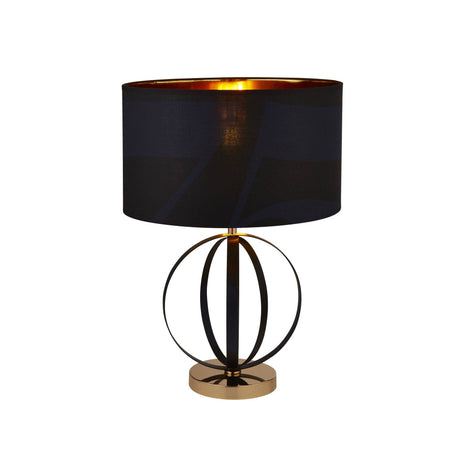 Hazel Table Lamp - Black & Gold Metal & Black Shade - Comet Lighting