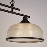 Highworth 2Lt Pendant - Black Metal & Holophane Style Glass - Comet Lighting