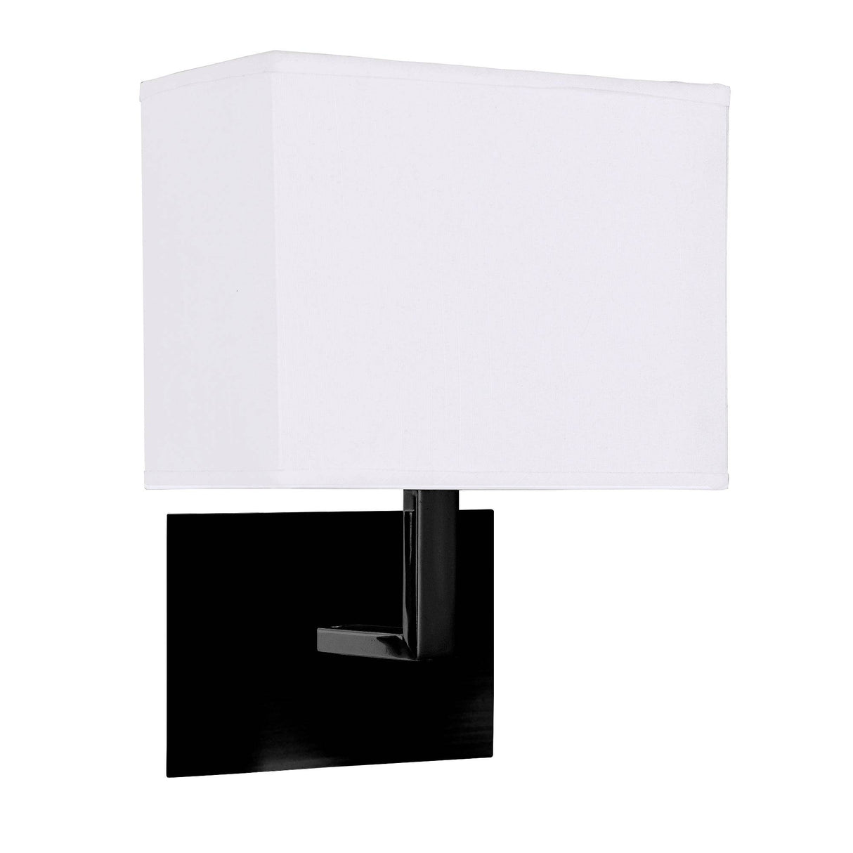 Hotel Wall Light - Matt Black Metal & White Fabric Shade - Comet Lighting