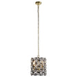 Iris 2Lt Pendant - Black Metal, Crystal & Brass - Comet Lighting