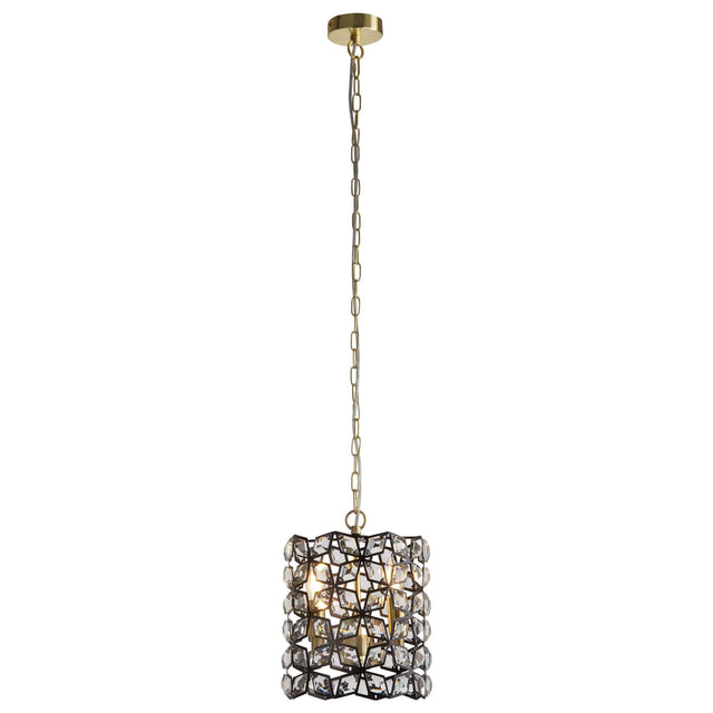 Iris 2Lt Pendant - Black Metal, Crystal & Brass - Comet Lighting