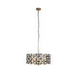 Iris 5Lt Pendant - Black Metal, Crystal & Brass - Comet Lighting