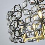 Iris 5Lt Pendant - Black Metal, Crystal & Brass - Comet Lighting