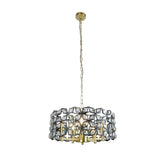 Iris 5Lt Pendant - Black Metal, Crystal & Brass - Comet Lighting