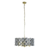 Iris 5Lt Pendant - Black Metal, Crystal & Brass - Comet Lighting