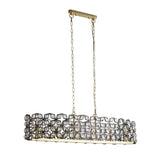 Iris 6Lt Pendant - Black Metal, Crystal & Brass - Comet Lighting